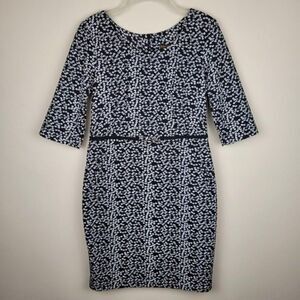 Zara Woman Floral Sheath Dress Black White Half Sleeve Size L